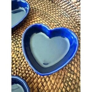 Chantal Heart Ramekins Set 4 Cobalt Blue Ceramic Oven Safe Bakeware 3.5 oz